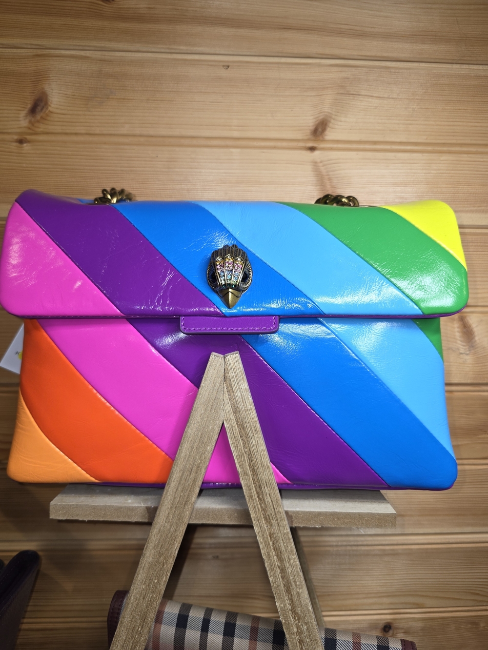 Kurt Geiger Rainbow Diagonal Stripe Leather Shoulder Bag - Multicolor